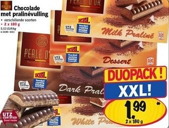 Promoties Chocolade met praliné vulling - Perle d'or - Geldig van 24/01/2013 tot 30/01/2013 bij Lidl