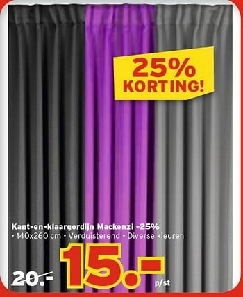 Promoties Kant-en-klaargordijn mackenzi - Merk onbekend - Geldig van 28/01/2013 tot 10/02/2013 bij Kwantum