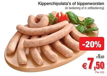 Promoties Kippenchipolata`s of kippenworsten - Huismerk - Intermarche - Geldig van 29/01/2013 tot 03/02/2013 bij Intermarche