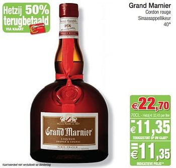Promoties Grand marnier cordon rouge sinaasappellikeur - Grand Marnier - Geldig van 29/01/2013 tot 03/02/2013 bij Intermarche