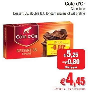 Promotions Côte d`or chocolade - Cote D'Or - Valide de 29/01/2013 à 03/02/2013 chez Intermarche