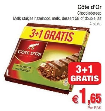 Promotions Côte d`or chocoladereep - Cote D'Or - Valide de 29/01/2013 à 03/02/2013 chez Intermarche