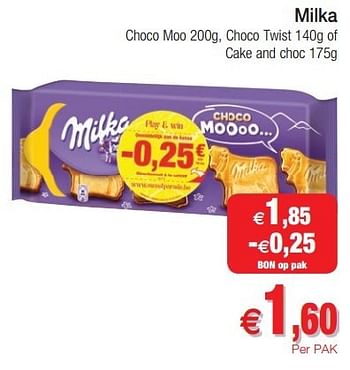 Promotions Milka choco moo, choco of cake and choc - Milka - Valide de 29/01/2013 à 03/02/2013 chez Intermarche