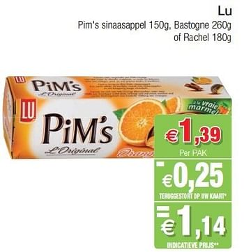 Promotions Lu pim`s sinaasappel, bastogne of rachel - Lu - Valide de 29/01/2013 à 03/02/2013 chez Intermarche
