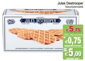 Promotions Jules destrooper natuurboterwafels - Jules Destrooper - Valide de 29/01/2013 à 03/02/2013 chez Intermarche
