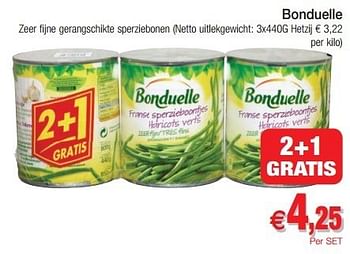 Promoties Bonduelle zeer fijne gerangschikte sperziebonen - Bonduelle - Geldig van 29/01/2013 tot 03/02/2013 bij Intermarche