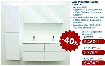 Promoties Luxe badkamermeubel onix c-1 - Huismerk - Zelfbouwmarkt - Geldig van 29/01/2013 tot 25/02/2013 bij Zelfbouwmarkt