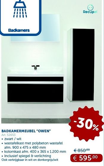 Promoties Badkamermeubel owen - Huismerk - Zelfbouwmarkt - Geldig van 29/01/2013 tot 25/02/2013 bij Zelfbouwmarkt