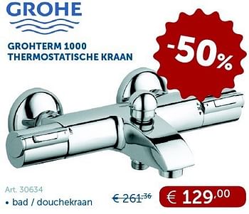 Promotions Grohterm 1000 thermostatische kraan - Grohe - Valide de 29/01/2013 à 25/02/2013 chez Zelfbouwmarkt