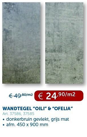 Promoties Wand tegel oili + ofelia - Huismerk - Zelfbouwmarkt - Geldig van 29/01/2013 tot 25/02/2013 bij Zelfbouwmarkt