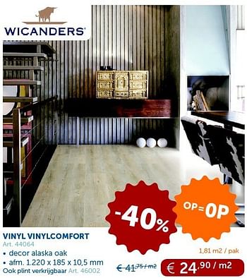 Promoties Vinyl vinylcomfort - Wicanders - Geldig van 29/01/2013 tot 25/02/2013 bij Zelfbouwmarkt