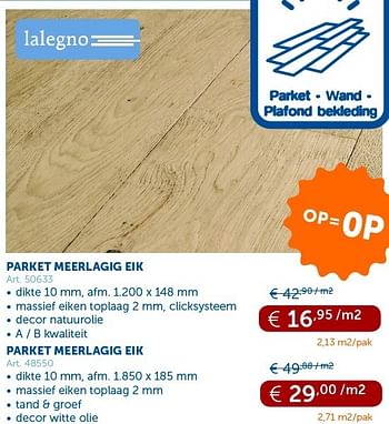 Promoties Parket meerlagig eik - Lalengo - Geldig van 29/01/2013 tot 25/02/2013 bij Zelfbouwmarkt