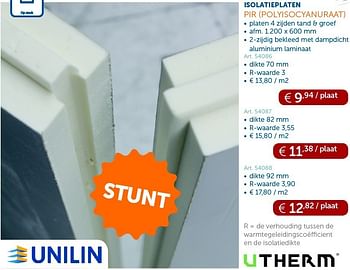 Promoties Isolatieplaten PIR - Unilin - Geldig van 29/01/2013 tot 25/02/2013 bij Zelfbouwmarkt