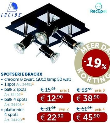 Promoties Spotserie brackx - Lucide - Geldig van 29/01/2013 tot 25/02/2013 bij Zelfbouwmarkt