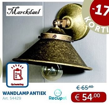 Promoties Wandlamp antiek - Marckdael - Geldig van 29/01/2013 tot 25/02/2013 bij Zelfbouwmarkt