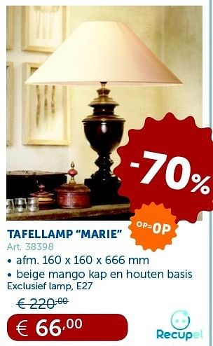 Promoties Tafellamp marie - Huismerk - Zelfbouwmarkt - Geldig van 29/01/2013 tot 25/02/2013 bij Zelfbouwmarkt