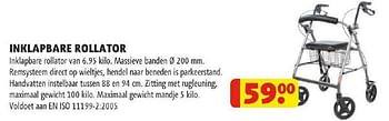 Promoties Inklapbare rollator - Huismerk - Kruidvat - Geldig van 29/01/2013 tot 10/02/2013 bij Kruidvat