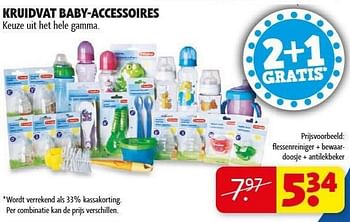 Promoties Kruidvat baby-accessoires - flessenreiniger + bewaardoosje + antilekbeker - Huismerk - Kruidvat - Geldig van 29/01/2013 tot 10/02/2013 bij Kruidvat