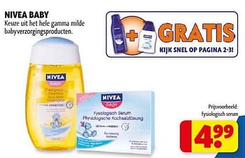 Promotions Nivea baby fysiologisch serum - Nivea - Valide de 29/01/2013 à 10/02/2013 chez Kruidvat