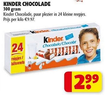 Promotions Kinder chocolade - Kinder - Valide de 29/01/2013 à 10/02/2013 chez Kruidvat
