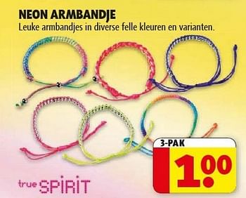 Promotions Neon armbandje - True Spirit - Valide de 29/01/2013 à 10/02/2013 chez Kruidvat