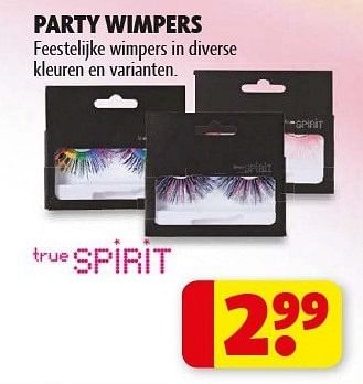 Promoties Party wimpers - True Spirit - Geldig van 29/01/2013 tot 10/02/2013 bij Kruidvat