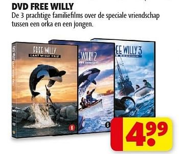 Promoties Dvd free willy - Huismerk - Kruidvat - Geldig van 29/01/2013 tot 10/02/2013 bij Kruidvat