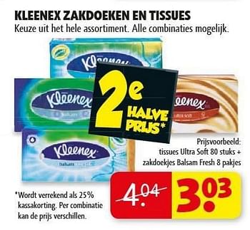 Promoties Kleenex zakdoeken en tissues - Kleenex - Geldig van 29/01/2013 tot 10/02/2013 bij Kruidvat