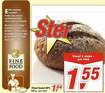 Promoties Vitaal brood 40 - Fine Food - Geldig van 30/01/2013 tot 12/02/2013 bij Makro