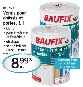 Promotions Vernis pour châssis et portes, 1 l - Baufix - Valide de 31/01/2013 à 02/02/2013 chez Lidl