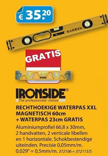 Promoties Ironside rechthoekige waterpas xxl magnetisch - Ironside - Geldig van 31/01/2013 tot 31/03/2013 bij Group Meno