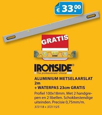 Promoties Ironside aluminium metselaarslat - Ironside - Geldig van 31/01/2013 tot 31/03/2013 bij Group Meno