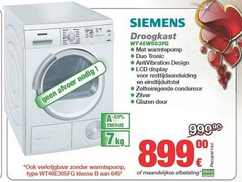 Promoties Siemens droogkast wt46w563fg - Siemens - Geldig van 01/02/2013 tot 28/02/2013 bij ElectronicPartner