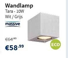 Promoties Wandlamp tara - 10w wit - grijs - Massive - Geldig van 01/02/2013 tot 13/02/2013 bij Cevo Market