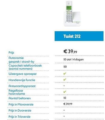Promoties Twist 212 - Belgacom - Geldig van 01/02/2013 tot 28/02/2013 bij Belgacom