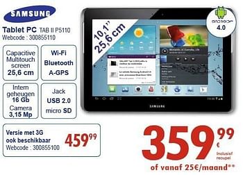 Promoties Samsung tablet pc tab ii p5110 - Samsung - Geldig van 03/02/2013 tot 02/03/2013 bij Eldi