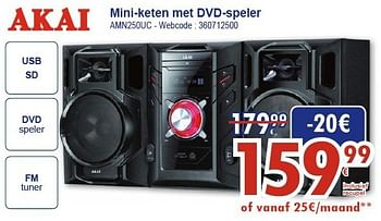 Promoties Akai mini-keten met dvd-speler amn250uc - Akai - Geldig van 03/02/2013 tot 02/03/2013 bij Eldi