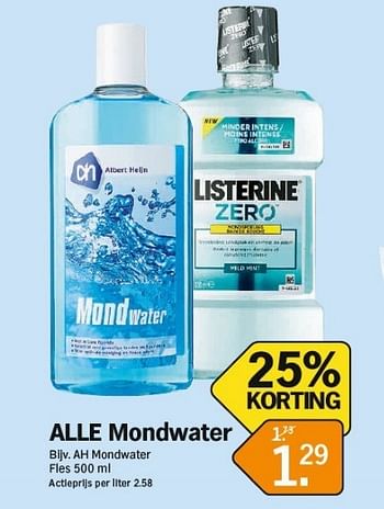 Promoties Mondwater - Huismerk - Albert Heijn - Geldig van 04/02/2013 tot 10/02/2013 bij Albert Heijn