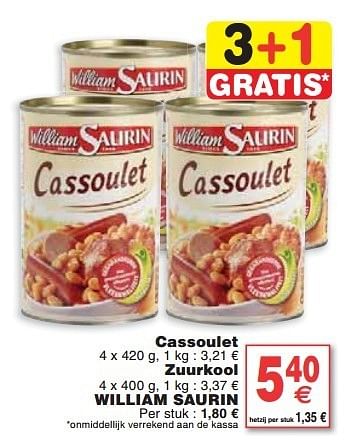 Promoties Cassoulet - William Saurin - Geldig van 05/02/2013 tot 11/02/2013 bij Cora