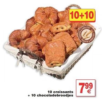 Promoties 10 croissants + 10 chocoladebroodjes - Huismerk - Cora - Geldig van 05/02/2013 tot 11/02/2013 bij Cora