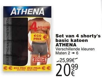 Promoties Set van 4 shorty`s basic katoen athena - Athena - Geldig van 05/02/2013 tot 18/02/2013 bij Cora