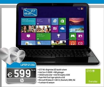 Promoties Hp laptop g7-2261 - HP - Geldig van 05/02/2013 tot 28/02/2013 bij Exellent