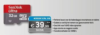 Promoties Sandisk microsdhc ultra, 32gb - Sandisk - Geldig van 05/02/2013 tot 28/02/2013 bij Exellent