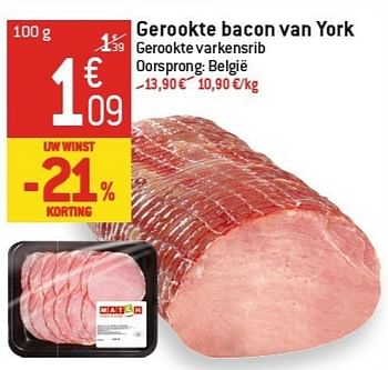 Promoties Gerookte bacon van york - Huismerk - Match - Geldig van 06/02/2013 tot 12/02/2013 bij Match Food & More