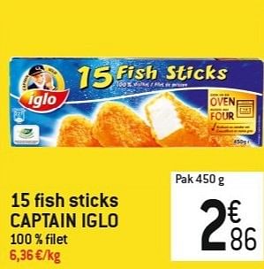 Promoties 15 fish sticks captain iglo - Iglo - Geldig van 06/02/2013 tot 12/02/2013 bij Match Food & More
