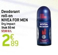 Promoties Deodorant roll-on nivea for men - Nivea - Geldig van 06/02/2013 tot 12/02/2013 bij Match Food & More