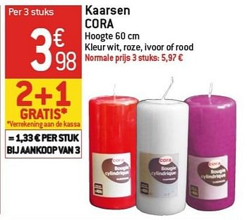 Promoties Kaarsen cora - Cora - Geldig van 06/02/2013 tot 12/02/2013 bij Match Food & More