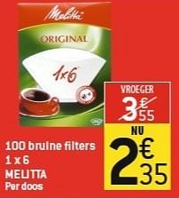 Promoties 100 bruine filters 1 x 6 melitta - Melitta - Geldig van 06/02/2013 tot 12/02/2013 bij Match Food & More