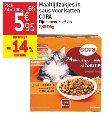 Promoties Maaltijdzakjes in saus voor katten cora - Cora - Geldig van 06/02/2013 tot 12/02/2013 bij Match