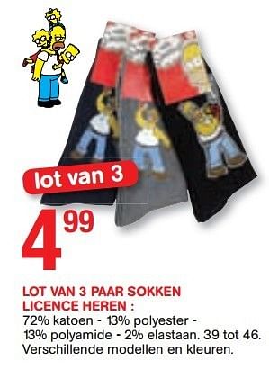 Promoties Lot van 3 paar sokken licence heren - Licence - Geldig van 06/02/2013 tot 12/02/2013 bij Trafic
